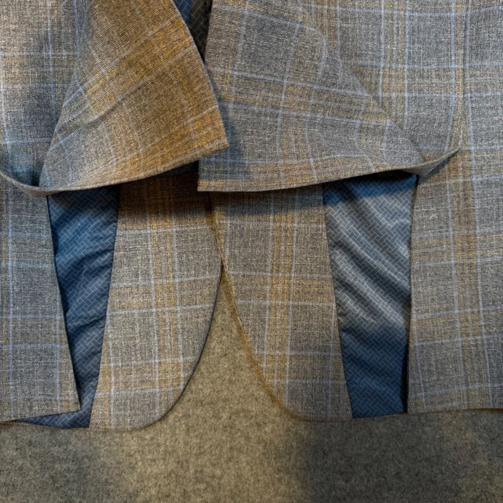 Ted Baker London Mens 42L Modern Fit Stretch Glen Plaid Blazer Blue Sport Coat